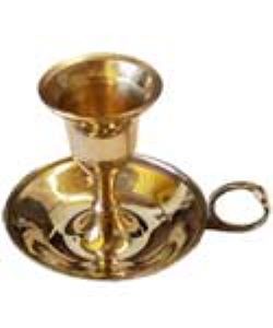 BRASS CHAMBERSTICK TAPER HOLDER - PLAIN
