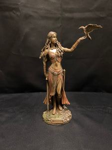 MORRIGAN AND THE CROW - BRONZE 28CM