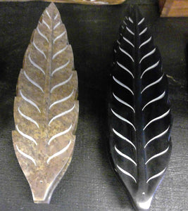SOAPSTONE INCENSE HOLDER-NATURAL LEAF 10"
